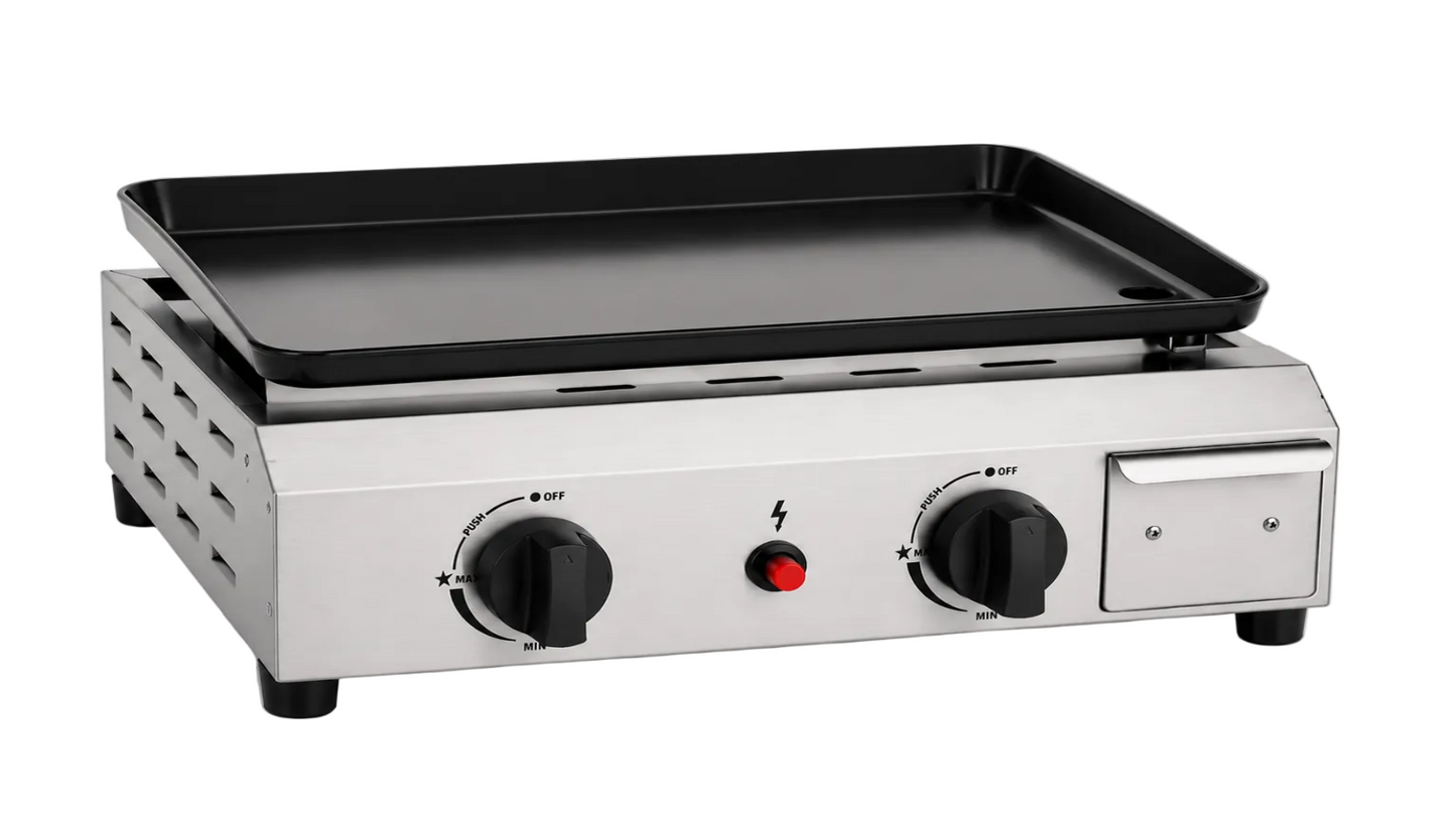 Plancha Gaz 2 Brûleurs La Signature - Pack avec Ustensile, Tuyau et Détendeur