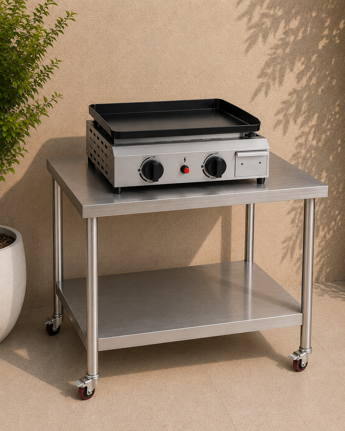 Plancha Gaz 2 Brûleurs La Signature - Pack avec Ustensile, Tuyau et Détendeur