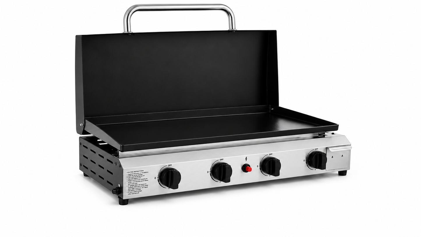 Plancha Gaz 4 Brûleurs L'Imposante - Pack avec Ustensiles, Tuyau et Détendeur