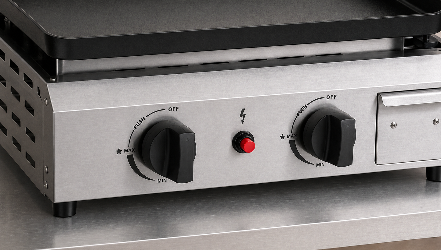 Plancha Gaz 2 Brûleurs La Signature - Pack avec Ustensile, Tuyau et Détendeur
